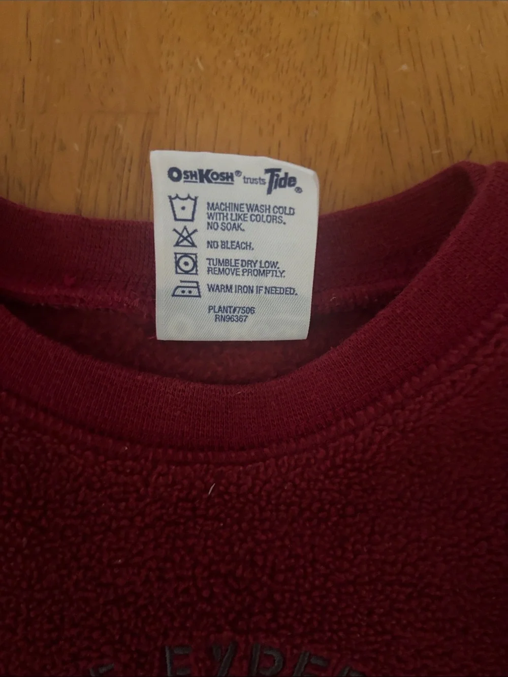 Vintage OshKosh B'gosh Deep Red Fleece Marine Expedition Sweatshirt 18 mo